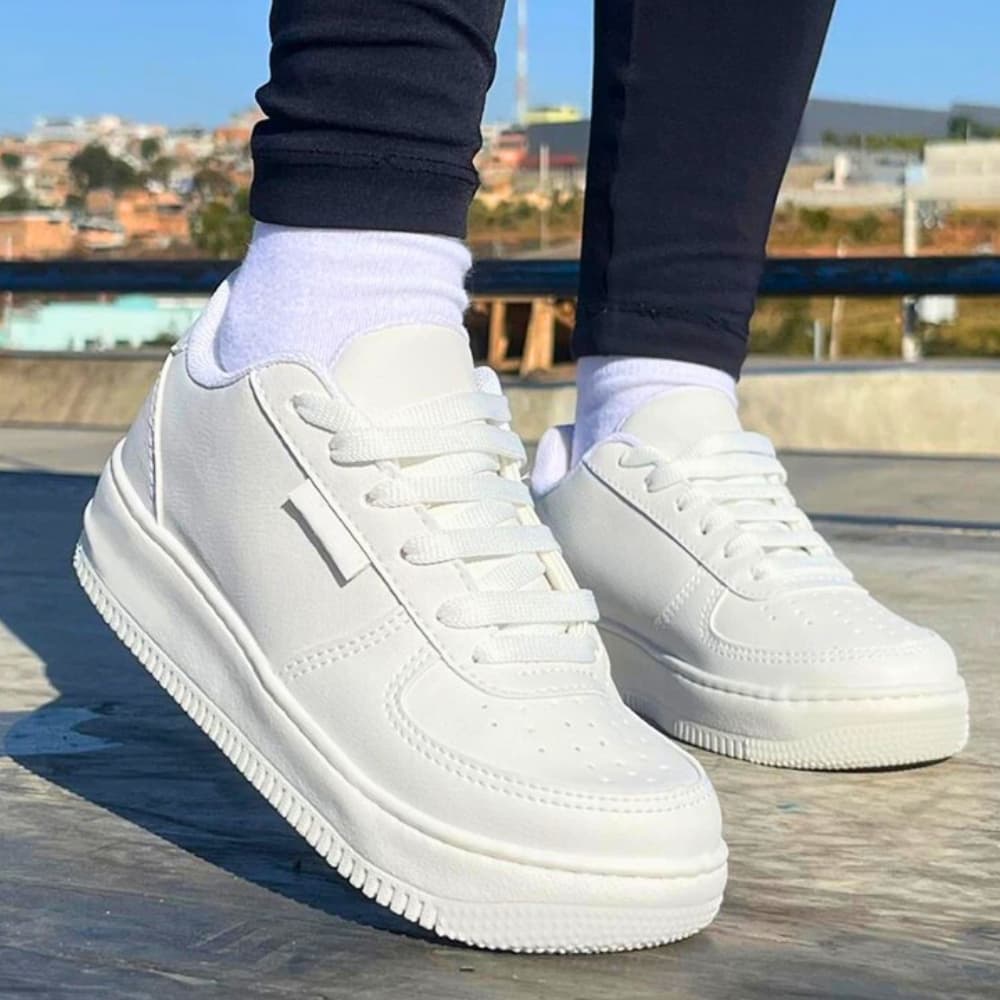 Tênis Casual Branco Feminino Masculino Conforto Premium Academia Original