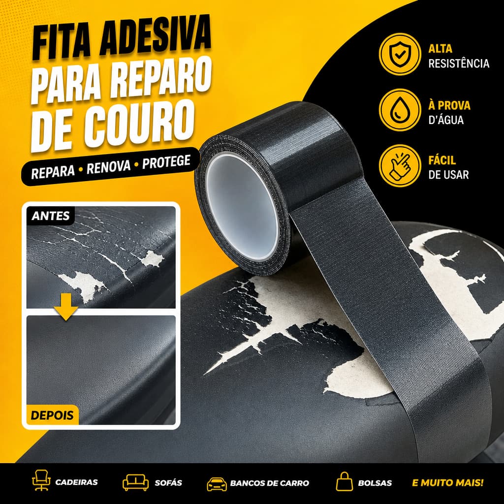 Kit De Reparo De Couro Fita Adesiva Preta Para Móveis , Sofás , Assentos De Carros