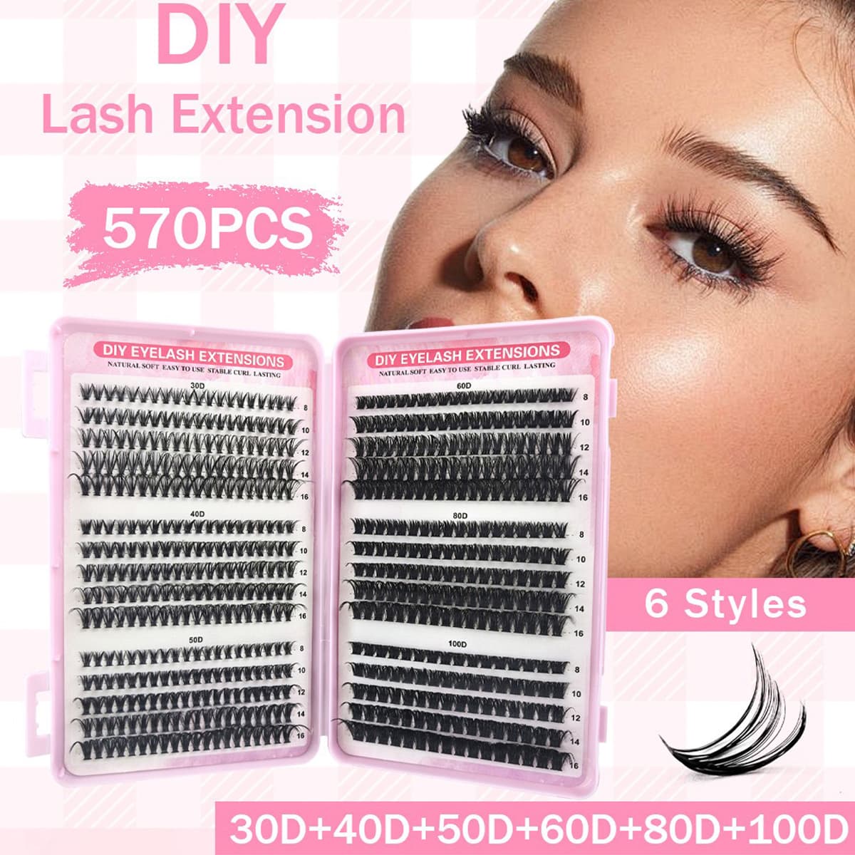  Cílios Tufo Volumosos Extensão de Cílios 30D 40D 50D 60D 80D 100D Volume Individual DIY Extensão de Cílios Cacho D Fofo